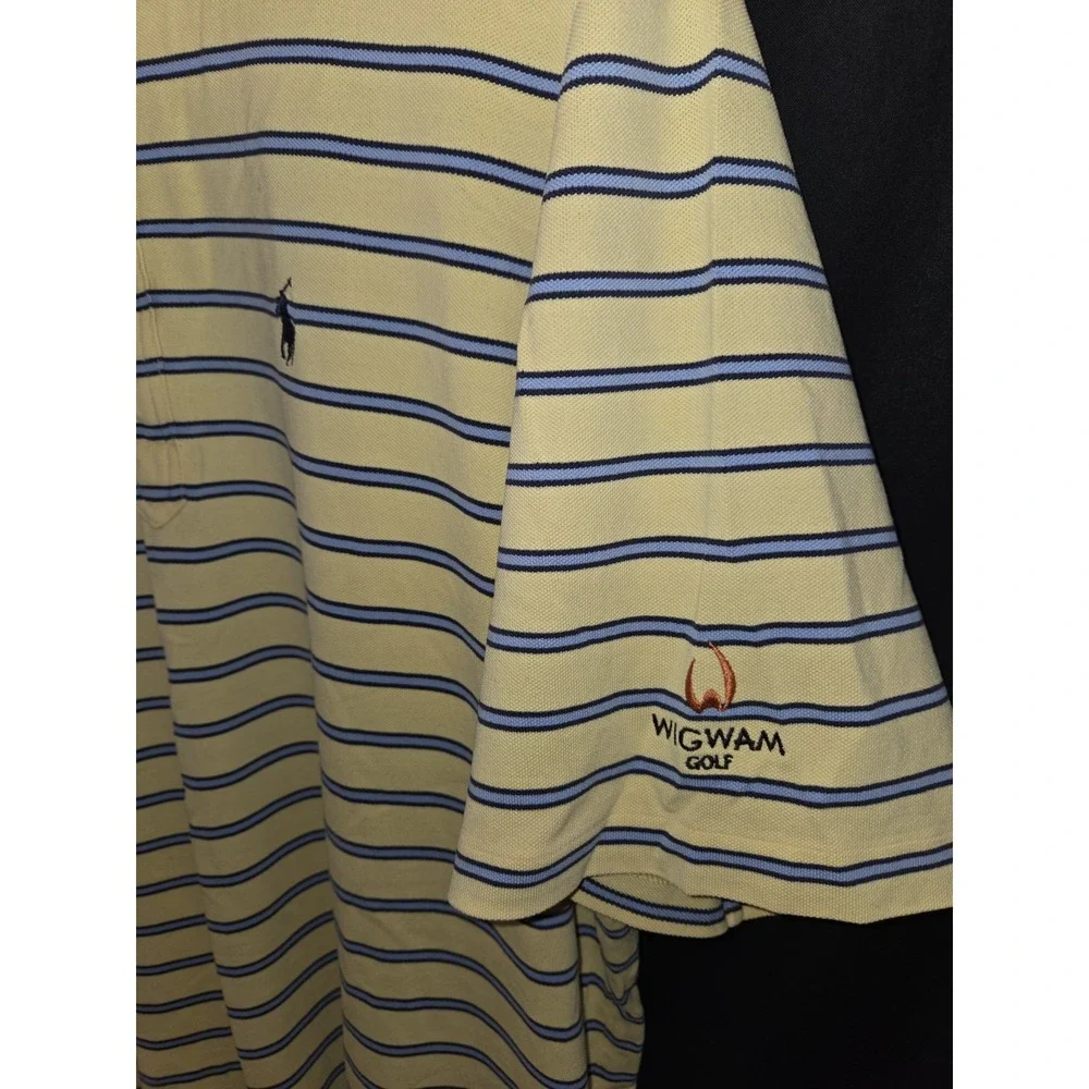 Ralph Lauren Shirt Mens XLarge‎ POLO GOLF wigwam golf Embroidered Sleeve Striped